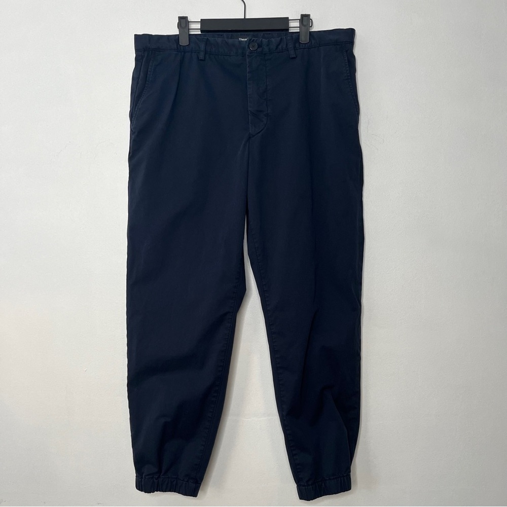 Theory Triston Patton Plus Slim Fit Jogger Pants Size 36 Woven Casual Navy